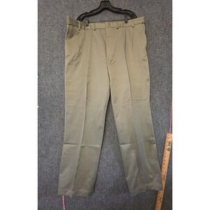 Lands' End Pants Mens 44x34 Green Cotton Blend Classic Fit Pleated Big Tall